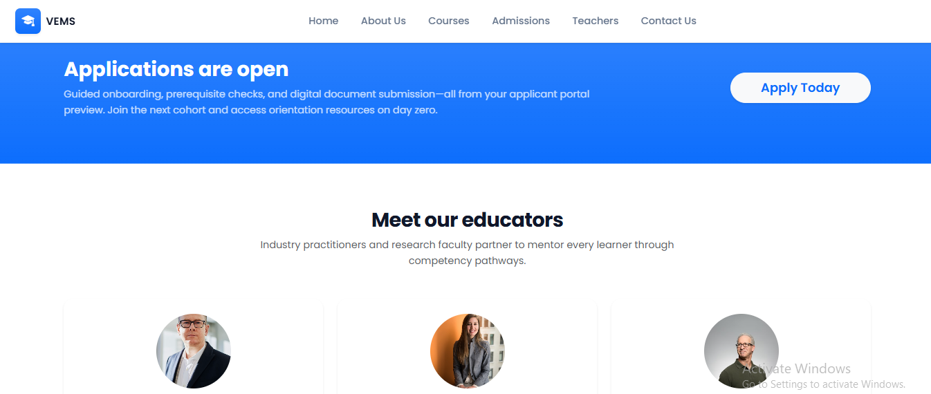 Parents and students portal screens